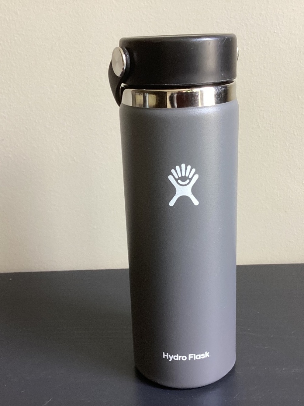 Hydro Flask 16 oz Stainless Steel Water Bottle Gray Screw On Cap